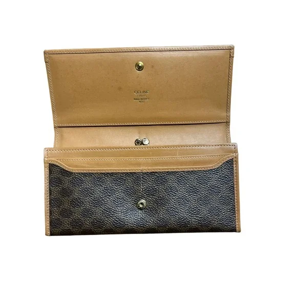 Celine Macadam Triomphe Wallet Brown Coated Canvas Vintage M10 Made in Italy - Picture 5 of 11